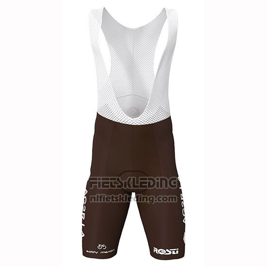 2019 Fietskleding Ag2r La Mondiale Bruin Wit Blauw Korte Mouwen en Koersbroek